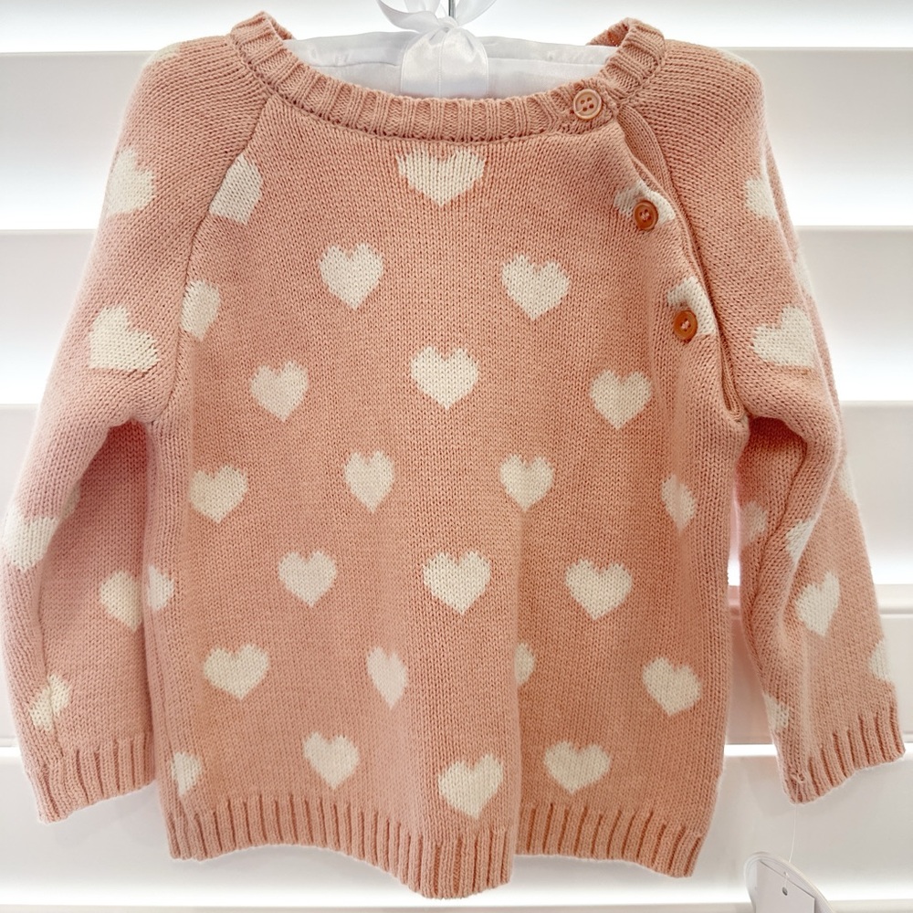 Edgehill, baby girl Pink Heart Pattern Sweater